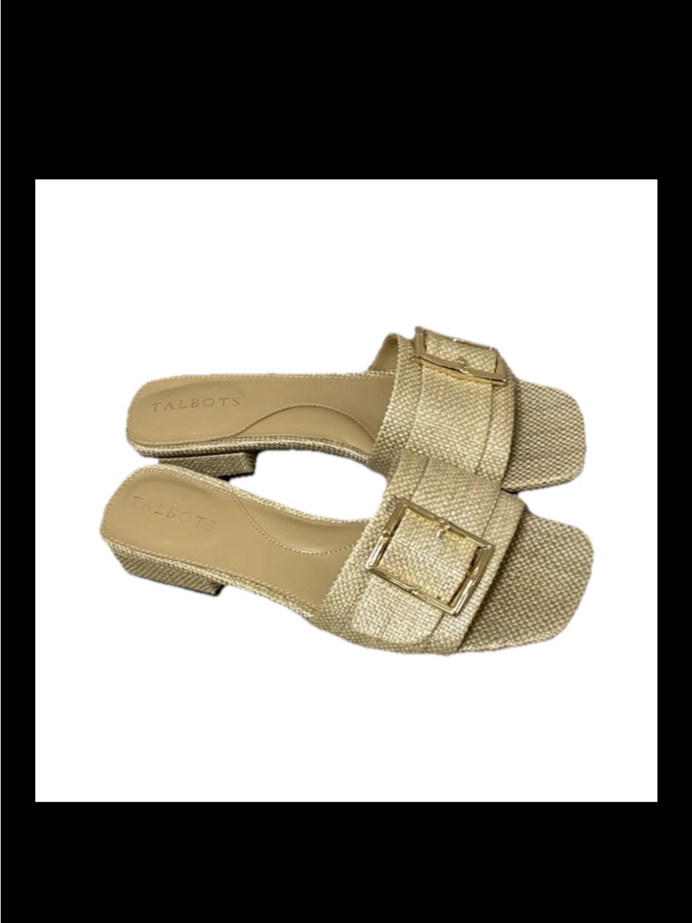 Talbots Metallic Gold Buckle Slide Mules